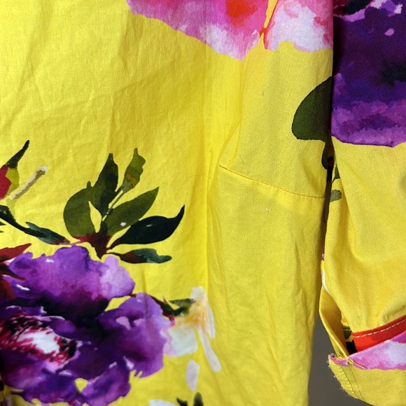 NY & C Madison Bright Floral Button Down Short Sleeve Cotton Shirt size Large - Picture 4 of 6